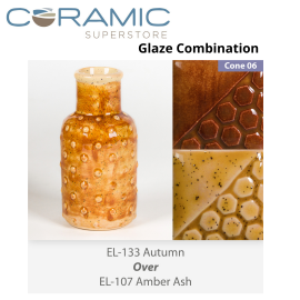 Autumn EL133 over Amber Ash EL107 Glaze Combination Autumn EL133 over Amber Ash EL107 Glaze Combination